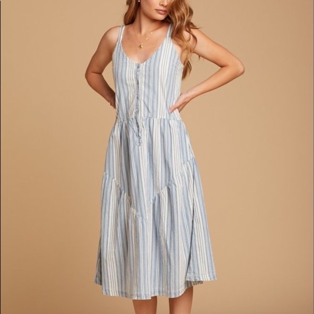 LACAUSA Striped Blue Moon Dress